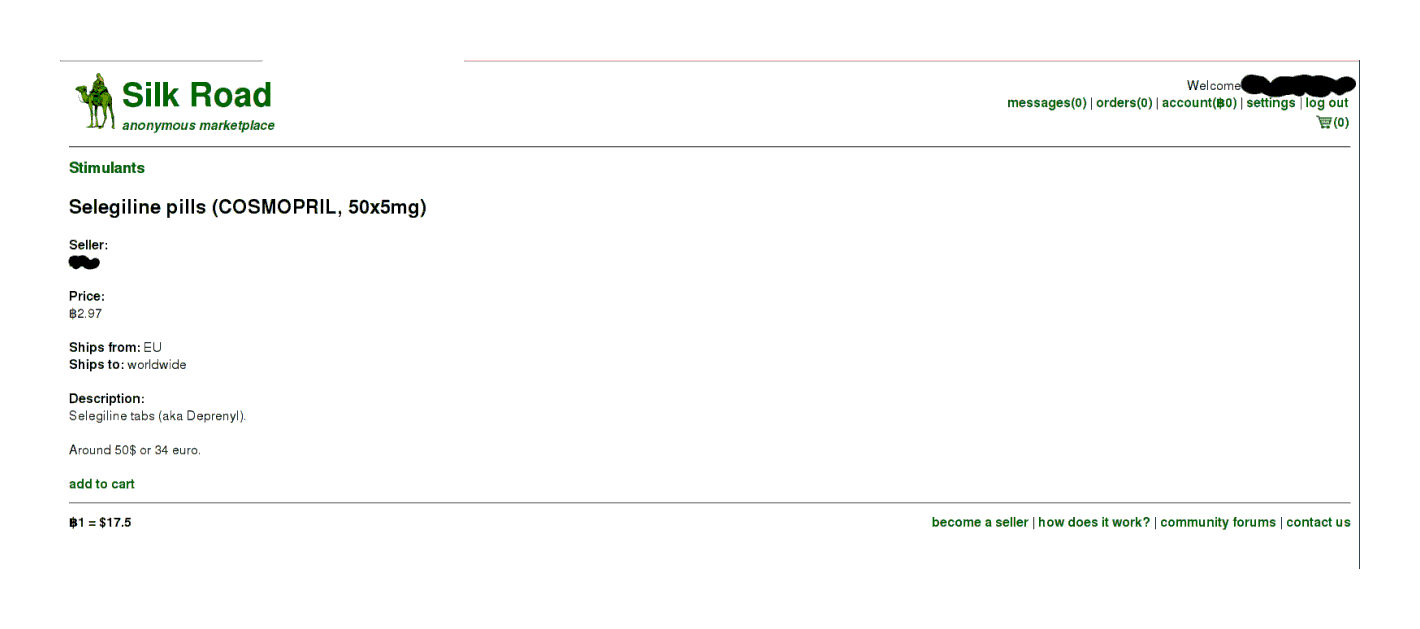 Bare-bones selegiline listing