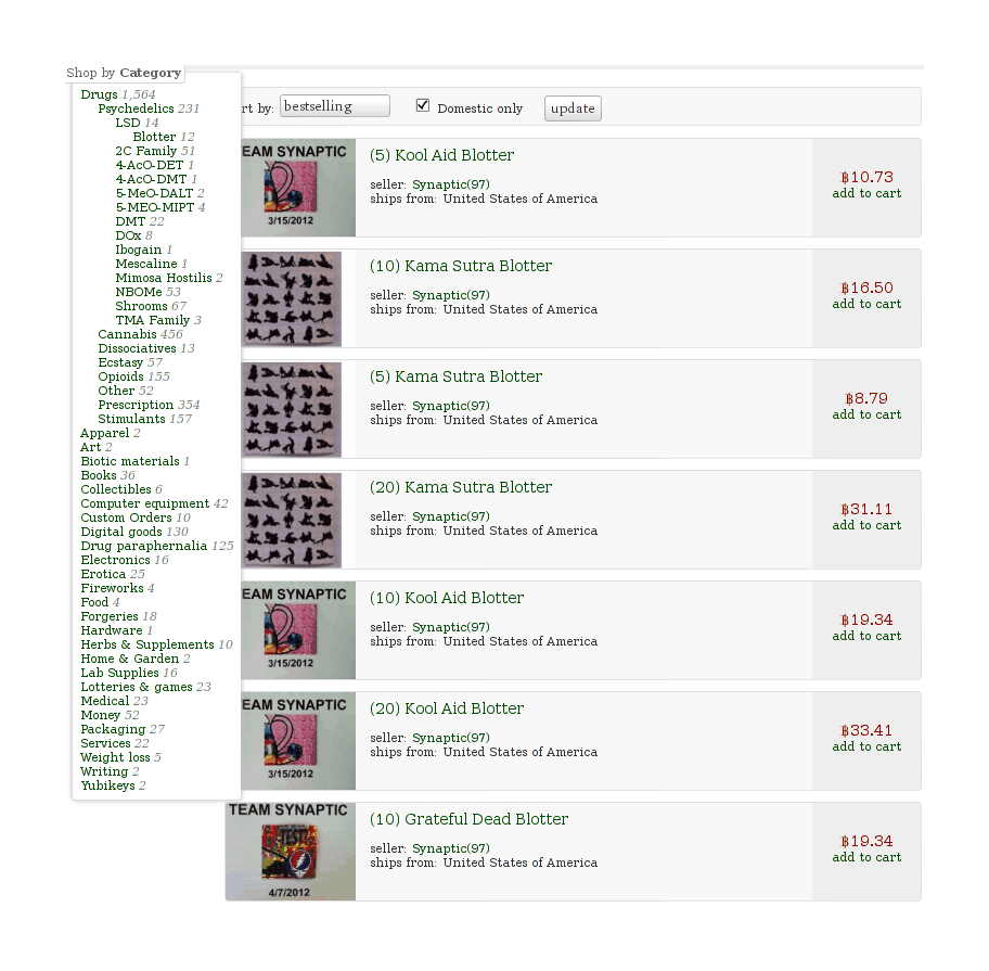 The first page of LSD listings on SR in September 2012