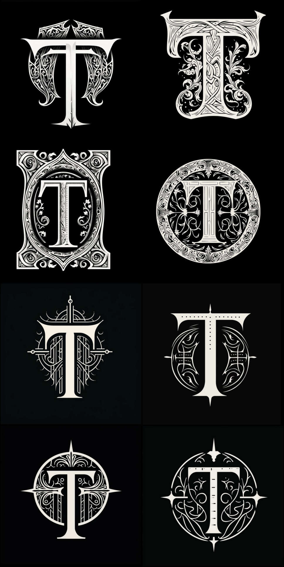 Gwern 2023b Gene Wolfe dropcaps, dark-mode, ‘T’ (2)