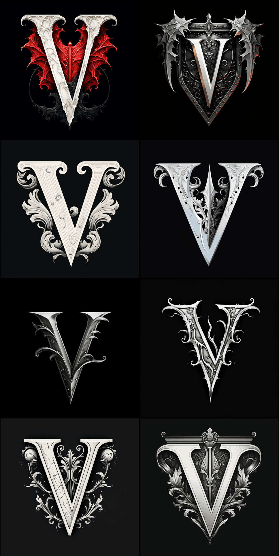 Gwern 2023c Gene Wolfe dropcaps, dark-mode, ‘V’ (3)