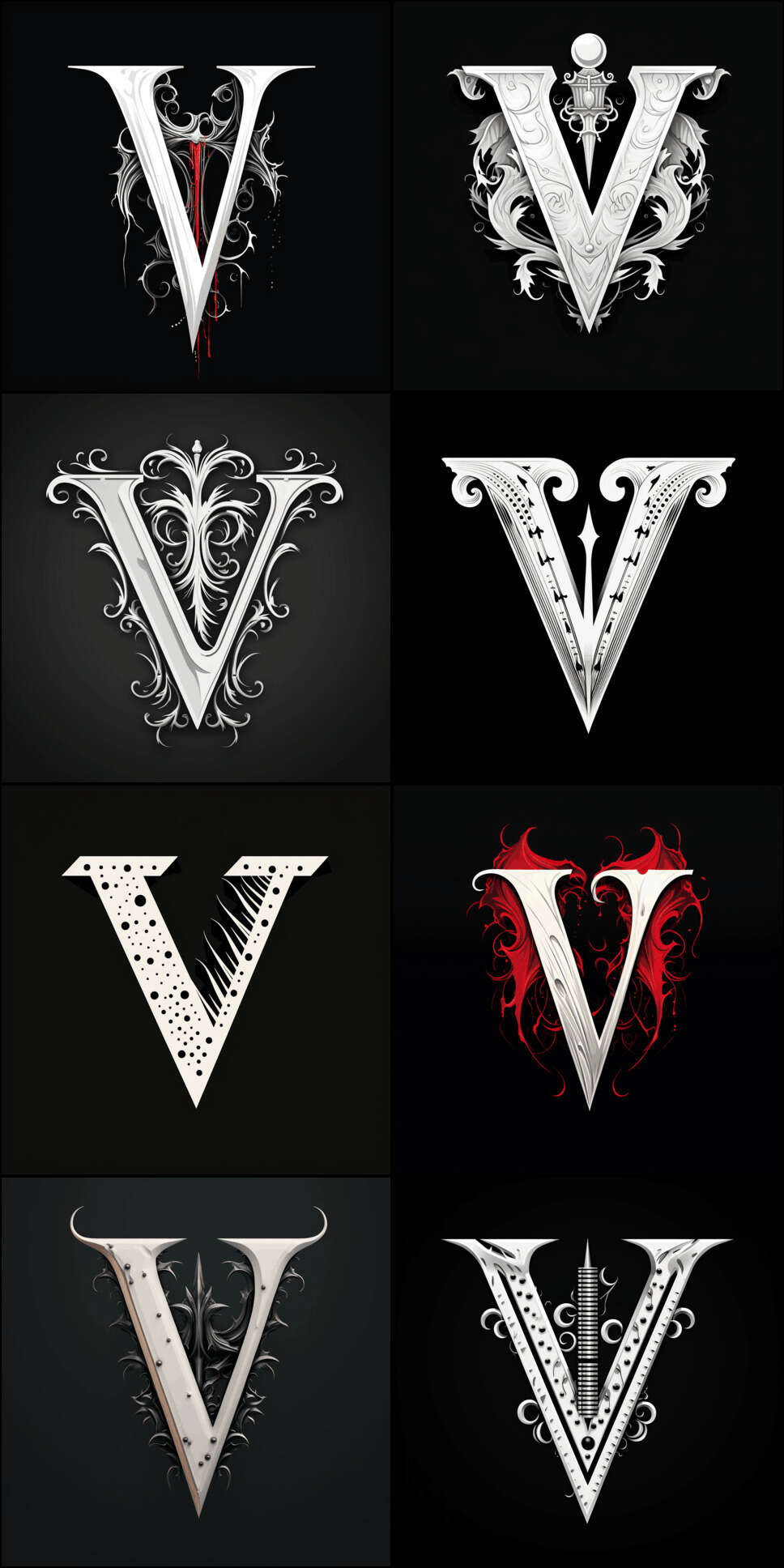 Gwern 2023d Gene Wolfe dropcaps, dark-mode, ‘V’ (4)