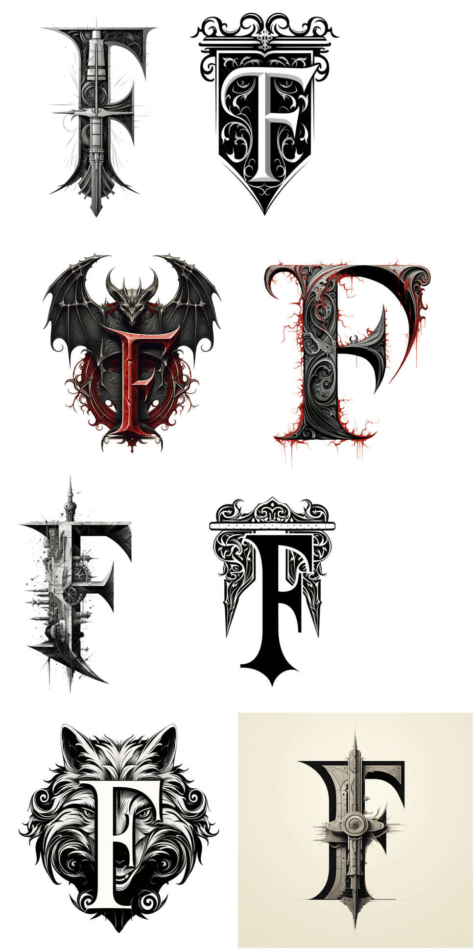 Gwern 2023 Gene Wolfe dropcaps in a grid, light-mode, ‘F’ (1)