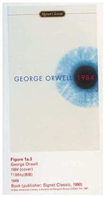 Caption left top: Figure 1a.3 George Orwell 1984 (cover) 194976ya Book (publisher: Signet Classic, 199035ya)