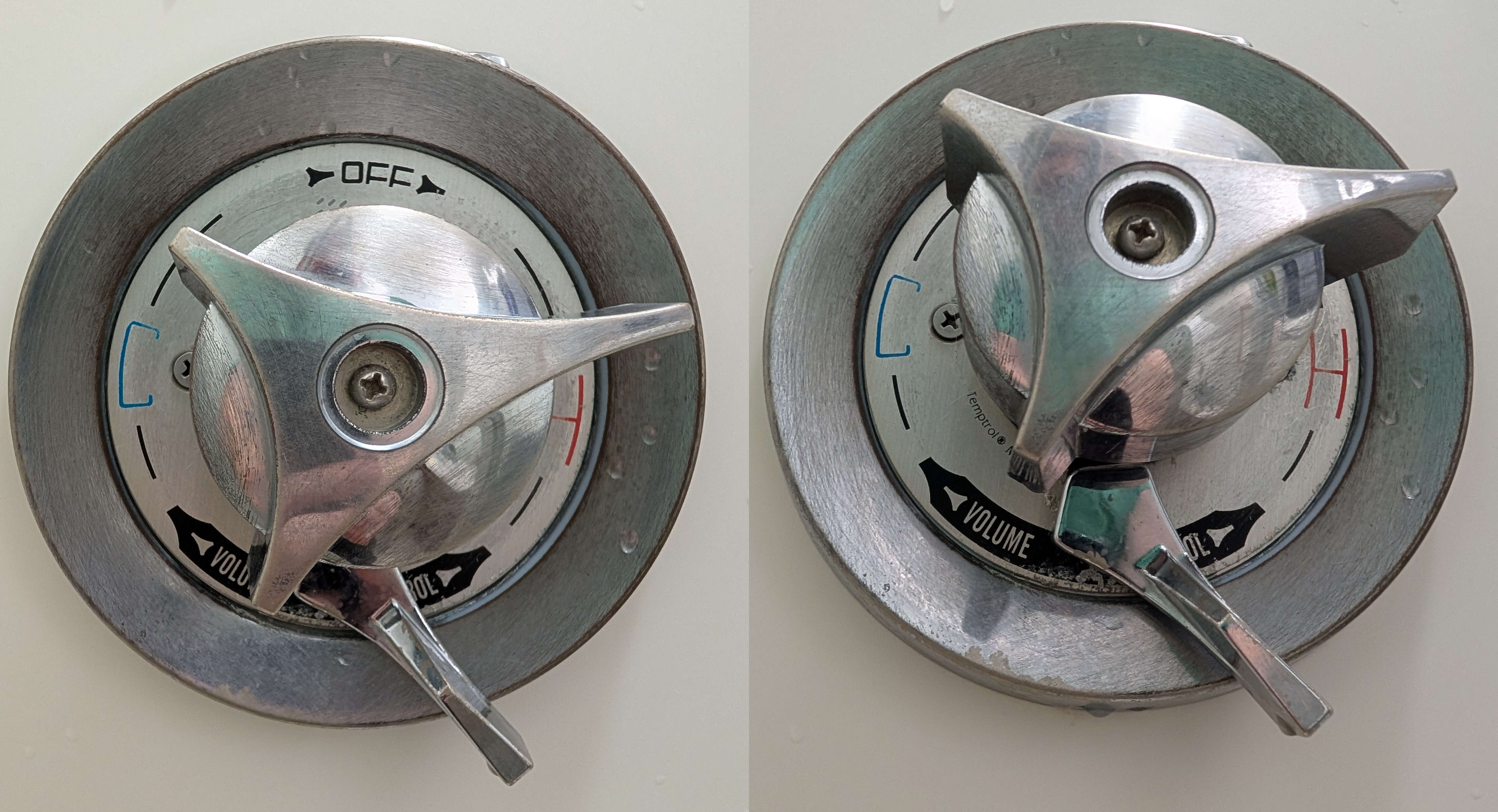 Gwern 2025 An especially baroque shower control which feels more like a mechanical puzzle than a control.