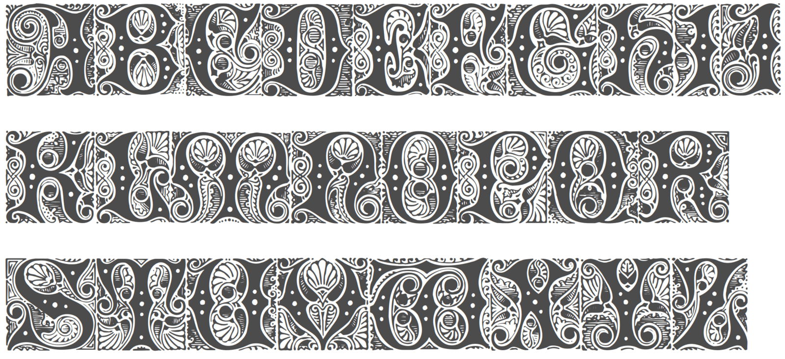 Cheshire Initials (test) is a swirly Art Deco-esque font.