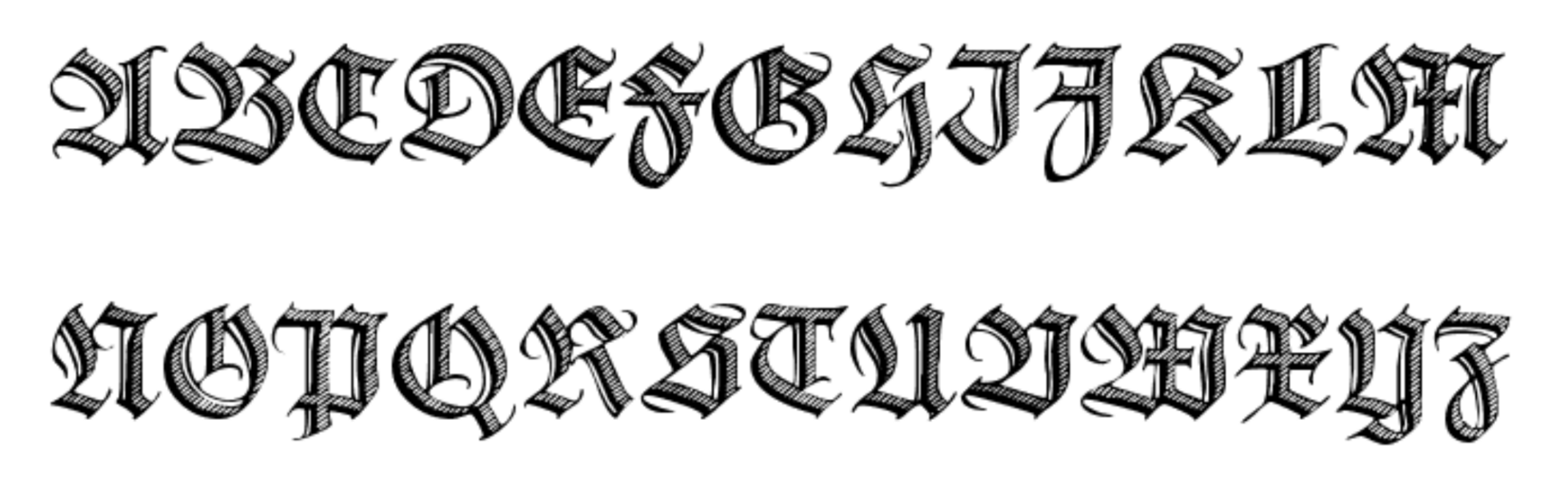 Deutsche Zierschrift (test) is a German blackletter fraktur font.