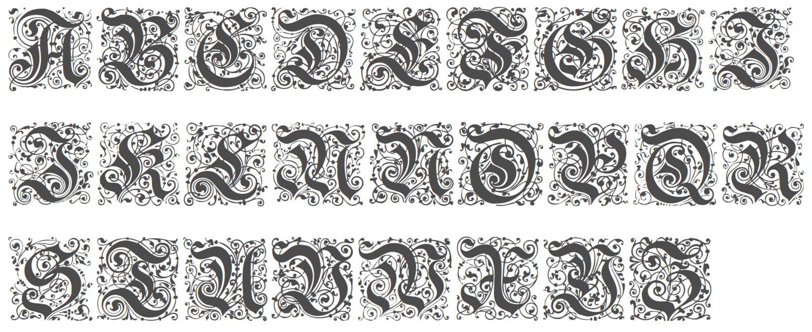 Kanzlei Intialen (test) is a Dieter Steffmann digitization (200224ya?) of a blackletter similar to yinit; I don’t know anything about it.