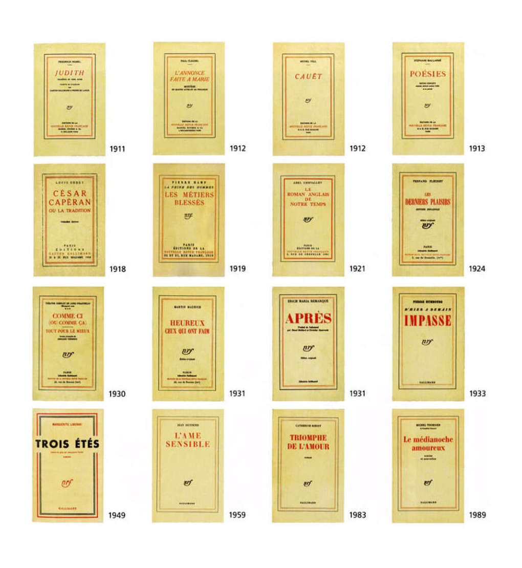 Gallimard covers 1911–1989 (4×4), from Graphéine