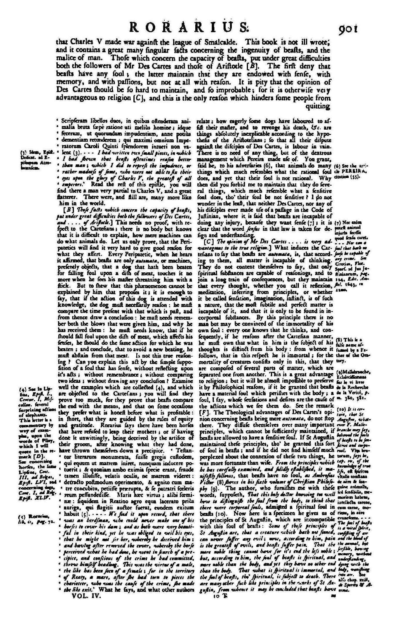 Screenshot of Google Books (https://books.google.com/books?id=JmtXAAAAYAAJ&pg=PA900), showing advanced typography in a single page which contains body text, footnotes, and (recursively) sidenotes to footnotes, of Pierre Bayle's famous Enlightenment text, the 'Historical and Critical Dictionary' (pg900 of volume 4 of the 1737 English edition). Pierre Bayle’s Historical and Critical Dictionary, demonstrating recursive footnotes/sidenotes (1737, volume 4, pg901; source: Google Books)