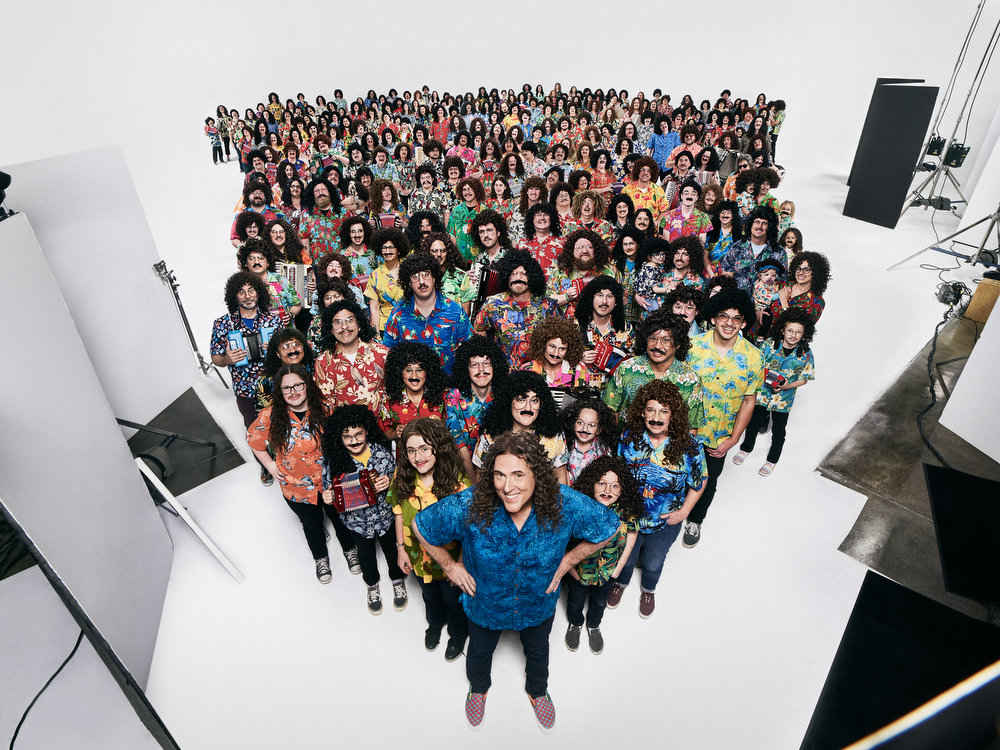 'Yankovic with 232 fans on January 18, 2020.' (https://static01.nyt.com/images/2020/04/11/magazine/11mag-weirdal-02/11mag-weirdal-02-jumbo.jpg) Color photograph: Weird Al Yankovic with 232 fans on 2020-01-18. (Dark mode: not inverted.)