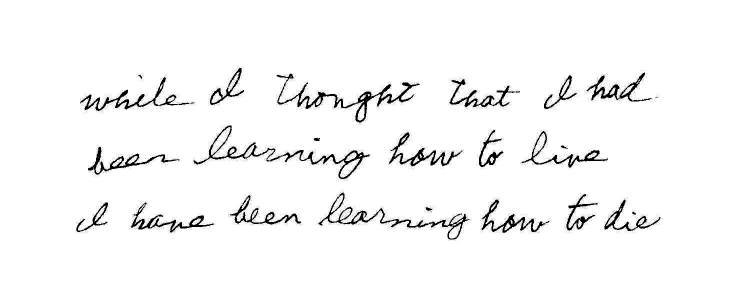 while I thought that I had been learning how to live I have been learning how to die