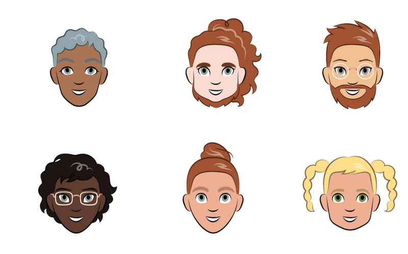 [6 random samples from the ‘Cartoon Set’ of synthetic cartoon avatar faces, developed by Google.]
