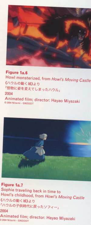 Caption right top: · Figure 1a.6 · Howl monsterized, from Howl’s Moving Castle · 2004 · Animated film; director: Hayao Miyazaki · Caption right middle: · Figure 1a.7 · Sophie traveling back in time to Howl’s childhood, from Howl’s Moving Castle · 2004 · Animated film; director: Hayao Miyazaki
