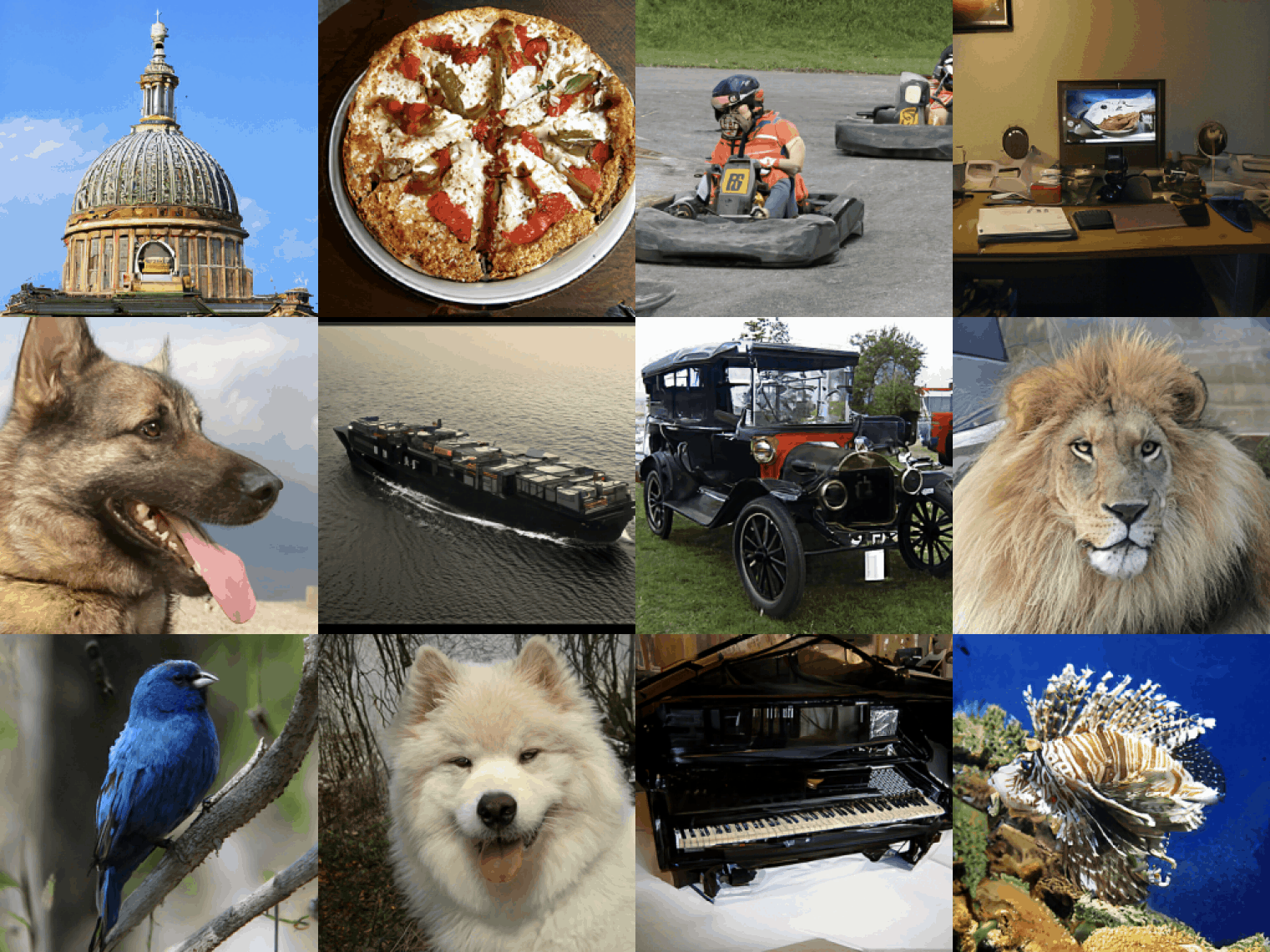 Samples from denoising diffusion probabilistic models trained on CelebA-HQ, LSUN Bedrooms, LSUN church and LSUN cat datasets at 256×256 resolution: Selected generated images from our 256×256 class-conditional ImageNet model.