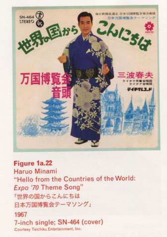Caption left top: · Figure 1a.22 · Haruo Minami · “Hello from the Countries of the World: Expo ’70 Theme Song” · 1967 · 7-inch single; SN-464 (cover)